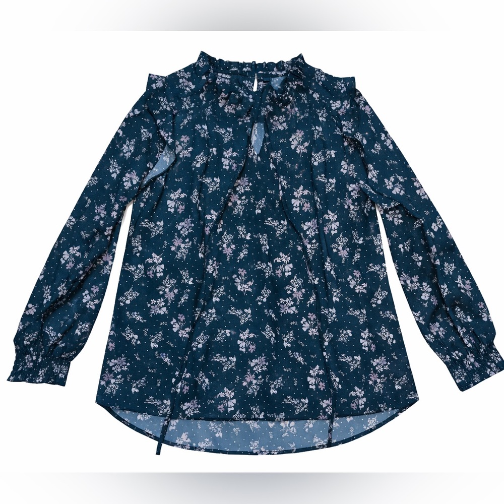Papermoon Floral Long Sleeve Top - Blue and Pink